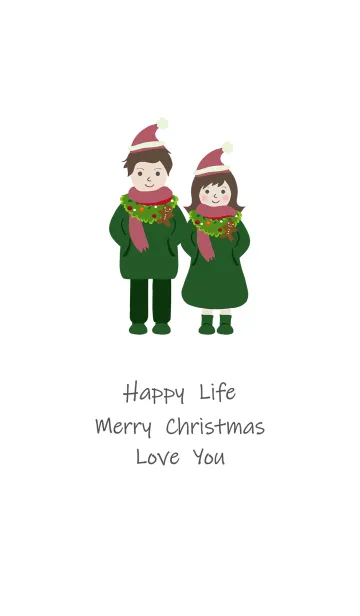 [LINE着せ替え] クリスマスの男の子と女の子の画像1