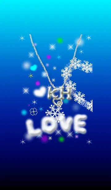 [LINE着せ替え] イニシャル K＆H(ブルー)左側の画像1