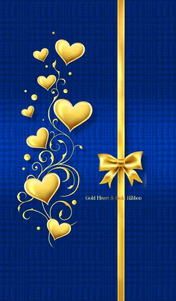 [LINE着せ替え] Gold Heart ＆ Gold Ribbon #2020 Blueの画像1