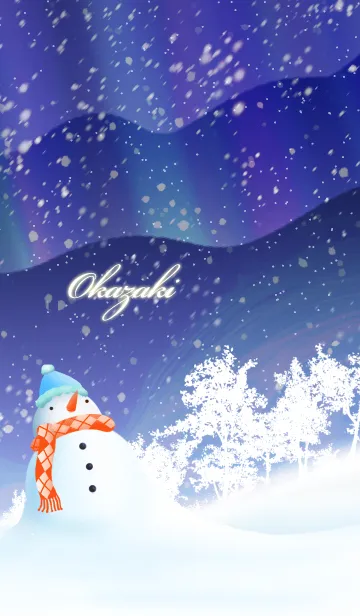 [LINE着せ替え] おかざき☆オーロラを眺める雪だるま☆冬の画像1