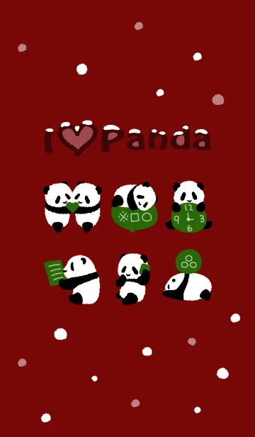 [LINE着せ替え] 仔パンダと雪だるま（赤）の画像1