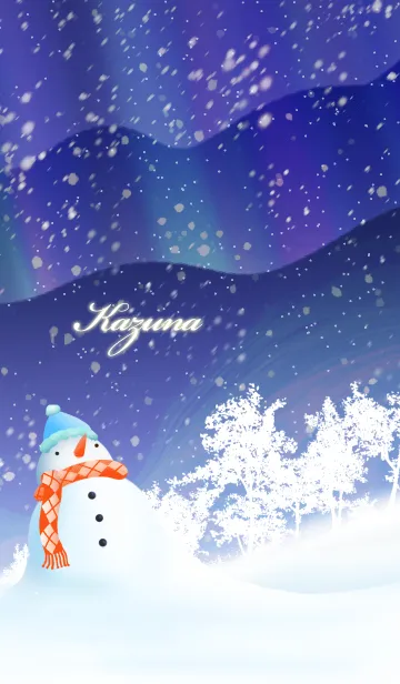 [LINE着せ替え] かずな☆オーロラを眺める雪だるま☆冬の画像1