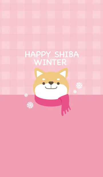 [LINE着せ替え] HAPPY SHIBA WINTER -pink-の画像1