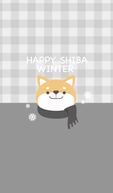 [LINE着せ替え] HAPPY SHIBA WINTER -black and white-の画像1