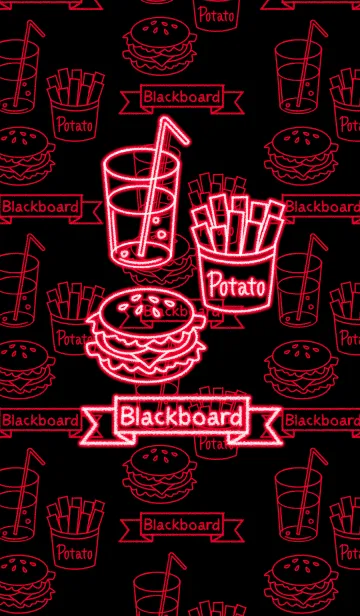 [LINE着せ替え] Blackboard -Red neon food-の画像1