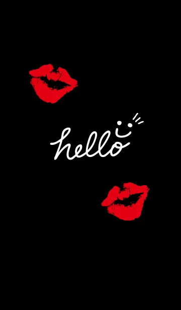 [LINE着せ替え] スマイル-キスマーク黒23-の画像1