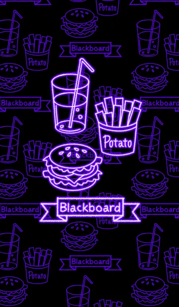 [LINE着せ替え] Blackboard -Purple neon food-の画像1