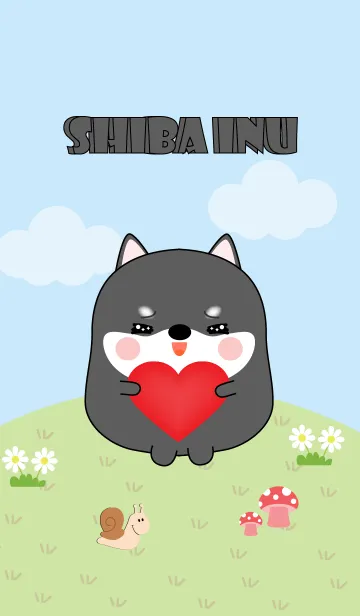 [LINE着せ替え] Love Cute Fat Black Shiba Inu (jp)の画像1