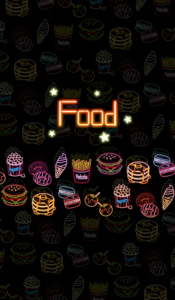 [LINE着せ替え] Food 3 -Neon style-の画像1