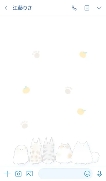[LINE着せ替え] シンプル ねこ いっぱい みかんの画像3