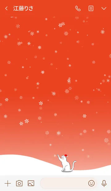 [LINE着せ替え] ハッピークリスマス、白猫、赤スタイルの画像3