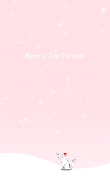 [LINE着せ替え] メリークリスマス、白猫、ピンクスタイルの画像1