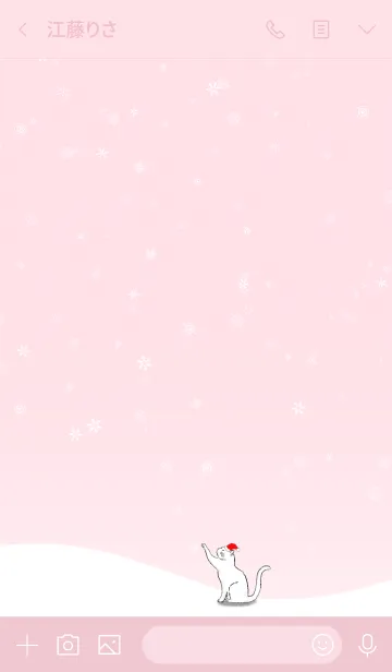 [LINE着せ替え] メリークリスマス、白猫、ピンクスタイルの画像3