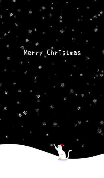 [LINE着せ替え] メリークリスマス、白猫、黒スタイルの画像1