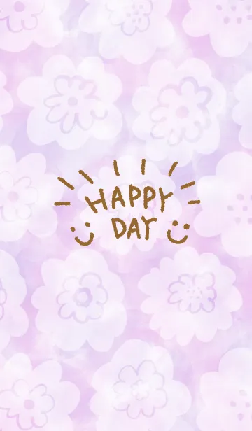 [LINE着せ替え] 水彩にじみ白花スマイル12の画像1