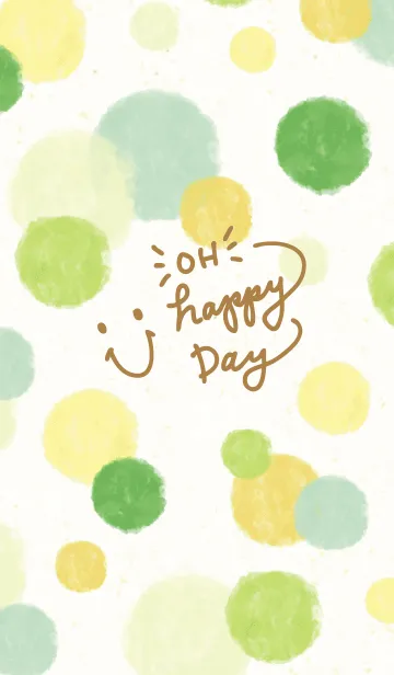 [LINE着せ替え] スマイル-大人水彩水玉緑9-の画像1