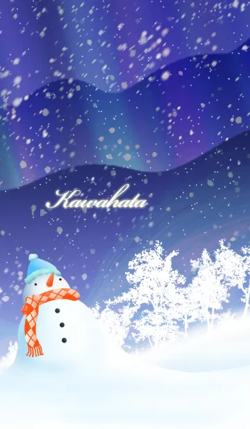 [LINE着せ替え] かわはた☆オーロラを眺める雪だるま☆冬の画像1