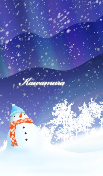 [LINE着せ替え] かわむら☆オーロラを眺める雪だるま☆冬の画像1