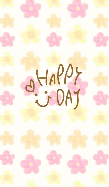 [LINE着せ替え] 水彩暖色系お花-スマイル19-の画像1