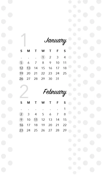[LINE着せ替え] カレンダー#2020 1月2月の画像1