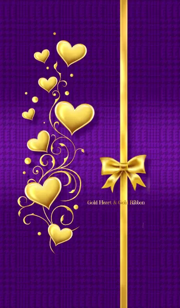 [LINE着せ替え] Gold Heart ＆ Gold Ribbon #2020 purpleの画像1