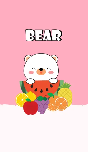 Cute Fruit White Bear Theme (jp)の着せ替えメイン画像