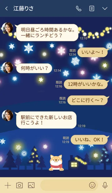 [LINE着せ替え] SHIBAINU SHIBASAN -snow night2-の画像4
