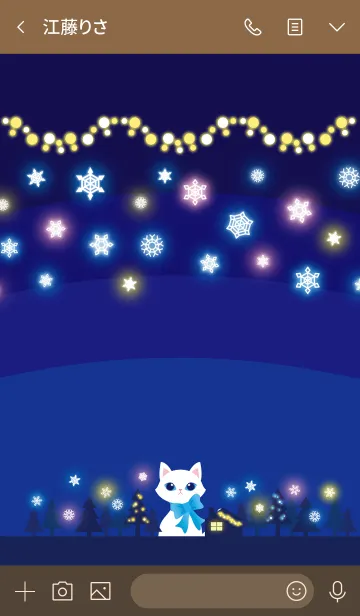 [LINE着せ替え] CAT Theme SHIRO NYAN -snow night-の画像3