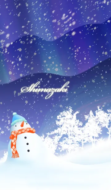 [LINE着せ替え] しまざき☆オーロラを眺める雪だるま☆冬の画像1