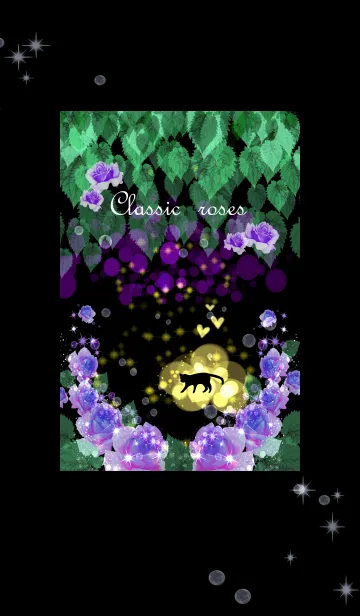 [LINE着せ替え] 幸せの黒猫と紫のバラの画像1