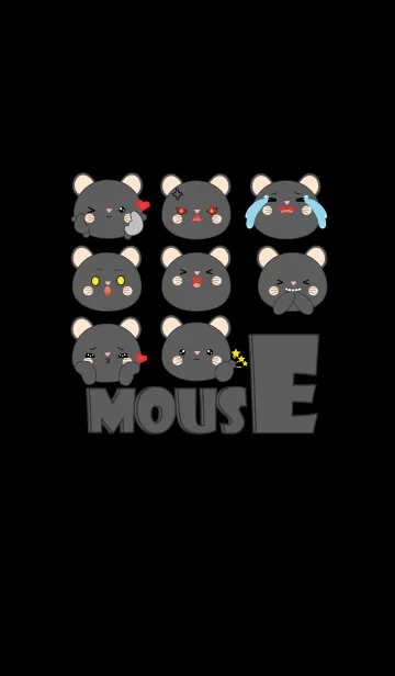 [LINE着せ替え] Love Cute Face Black Mouse (jp)の画像1