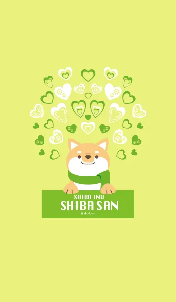 [LINE着せ替え] SHIBAINU SHIBASAN -Lovely Heart green-の画像1