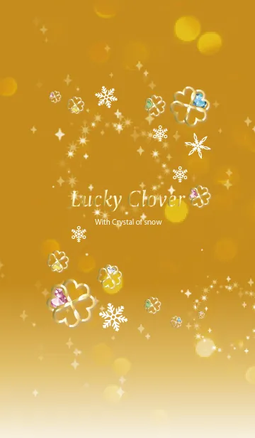 [LINE着せ替え] オレンジ : 幸運の四つ葉とクリスタルの画像1