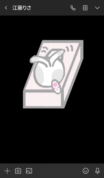 [LINE着せ替え] プリケツ ティッシュ箱猫 黒の画像3