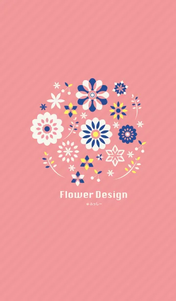 [LINE着せ替え] Flower Design-pink navy-の画像1