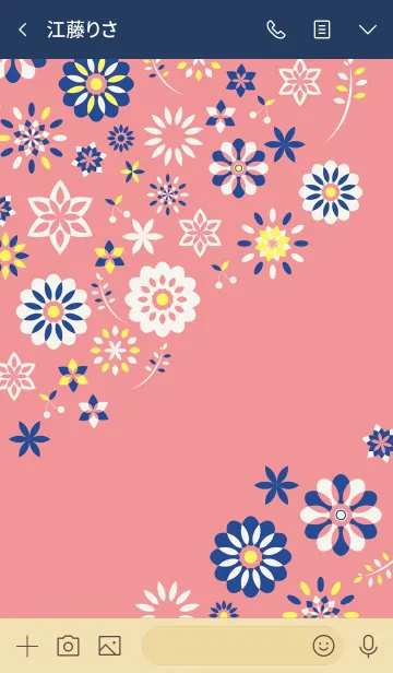 [LINE着せ替え] Flower Design-pink navy-の画像3