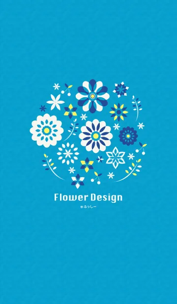[LINE着せ替え] Flower Design-blue color-の画像1