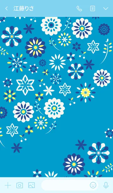 [LINE着せ替え] Flower Design-blue color-の画像3