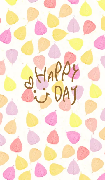 [LINE着せ替え] カラフルピンク葉っぱスマイル-19-の画像1