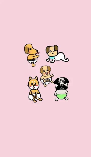 [LINE着せ替え] バブー犬達 ピンクベージュの画像1