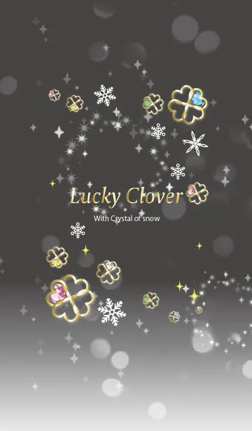 [LINE着せ替え] 黒と黄色 : 幸運の四つ葉とクリスタルの画像1