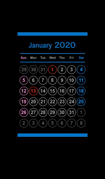 [LINE着せ替え] 2020年 1月 カレンダー No.2-4の画像1