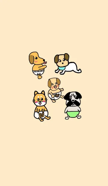 [LINE着せ替え] バブー犬達 ライトベージュの画像1