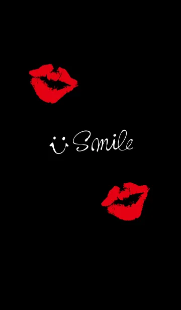 [LINE着せ替え] スマイル-キスマーク黒20-の画像1