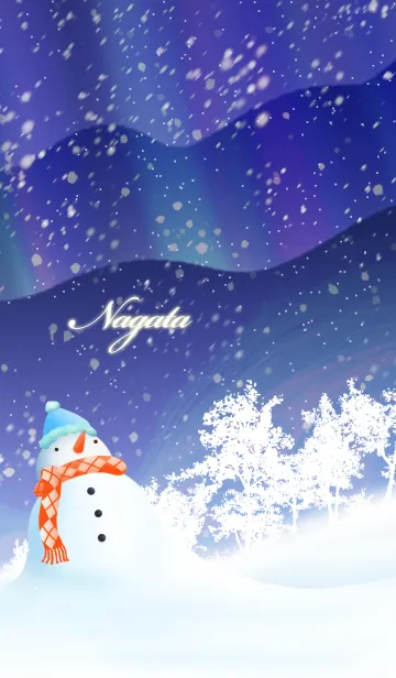 [LINE着せ替え] ながた☆オーロラを眺める雪だるま☆冬の画像1