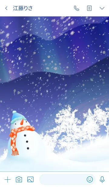 [LINE着せ替え] なかたに☆オーロラを眺める雪だるま☆冬の画像3