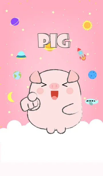 [LINE着せ替え] Emotions Pink Pig On Galaxy (jp)の画像1