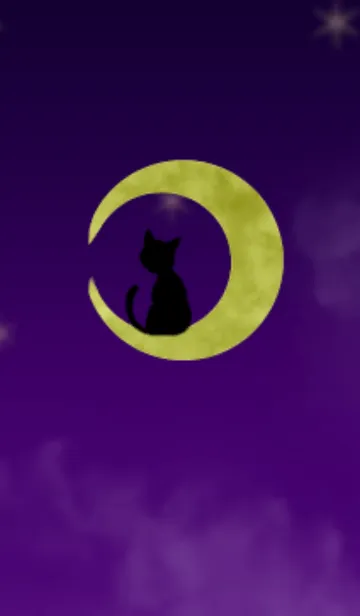 [LINE着せ替え] 黒猫と月と.の画像1