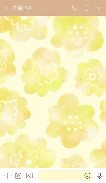 [LINE着せ替え] 黄色水彩お花柄 スマイル13の画像3