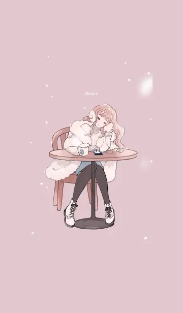 [LINE着せ替え] meeco-冬の女の子(ピンク)-の画像1